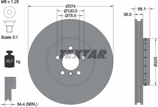 Textar 92266125 - Тормозной диск parts5.com