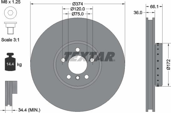 Textar 92266225 - Тормозной диск parts5.com