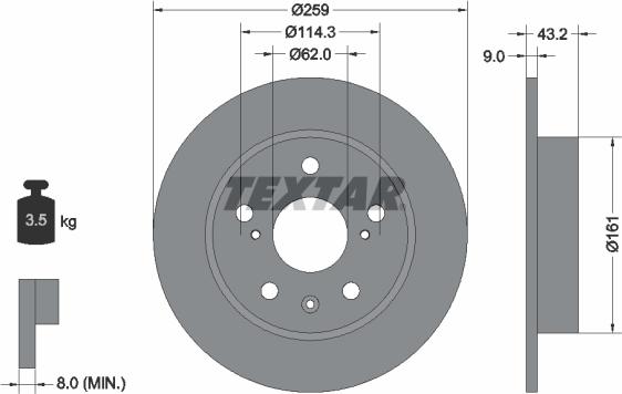 Textar 92268403 - Тормозной диск parts5.com