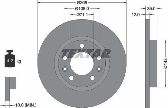 Textar 92268003 - Тормозной диск parts5.com