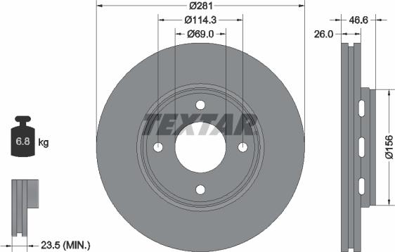 Textar 92204400 - Тормозной диск parts5.com