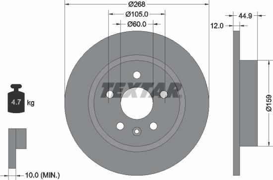 Textar 92205503 - Тормозной диск parts5.com