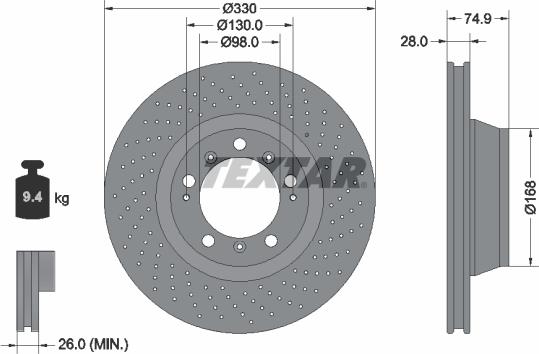 Textar 92219005 - Тормозной диск parts5.com