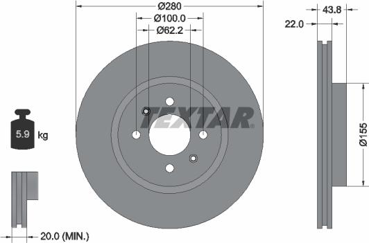 Textar 92288303 - Тормозной диск parts5.com