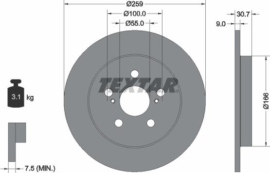 Textar 92224003 - Тормозной диск parts5.com