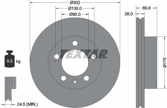 Textar 92228603 - Тормозной диск parts5.com