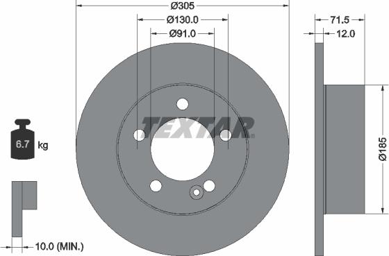 Textar 92228800 - Тормозной диск parts5.com