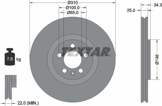 Textar 92275905 - Тормозной диск parts5.com