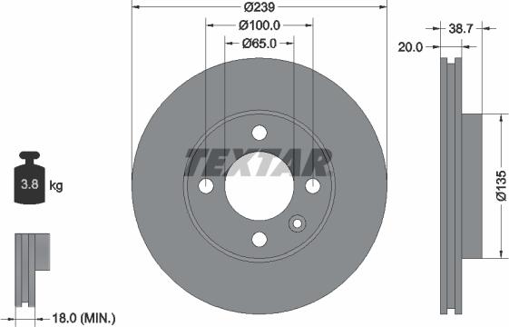 Textar 92012100 - Тормозной диск parts5.com