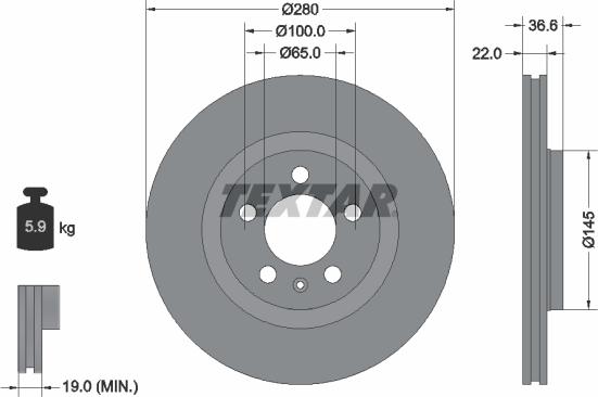 Textar 92082300 - Тормозной диск parts5.com