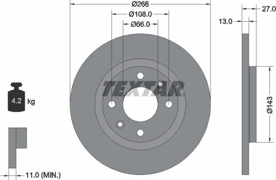 Textar 92089103 - Тормозной диск parts5.com