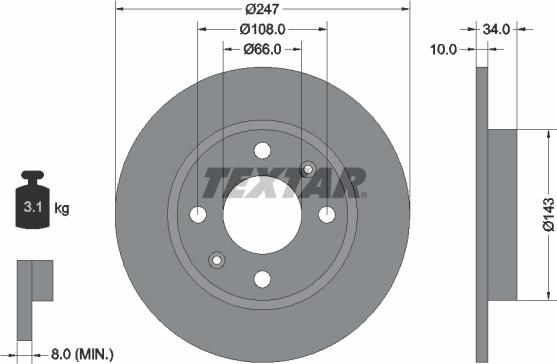 Textar 92029803 - Тормозной диск parts5.com