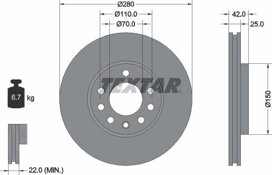 Textar 92091900 - Тормозной диск parts5.com