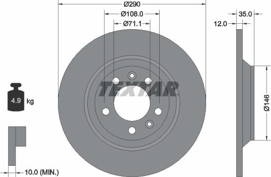 Textar 92129603 - Тормозной диск parts5.com