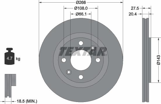 Textar 92048103 - Тормозной диск parts5.com