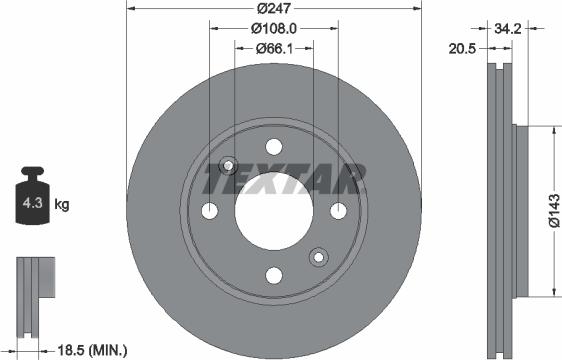 Textar 92043100 - Тормозной диск parts5.com