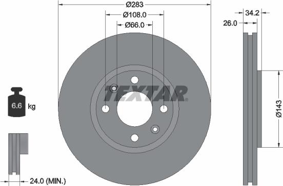 Textar 92111603 - Тормозной диск parts5.com