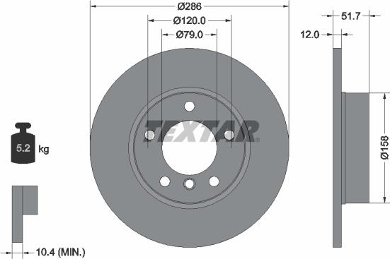 Textar 92055500 - Тормозной диск parts5.com