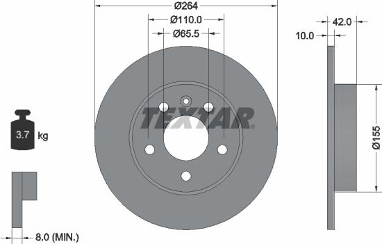 Textar 92092103 - Тормозной диск parts5.com