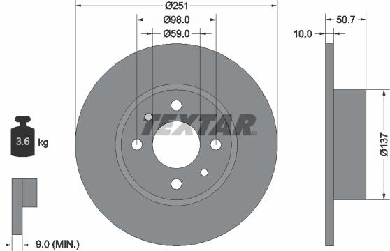 Textar 92034203 - Тормозной диск parts5.com