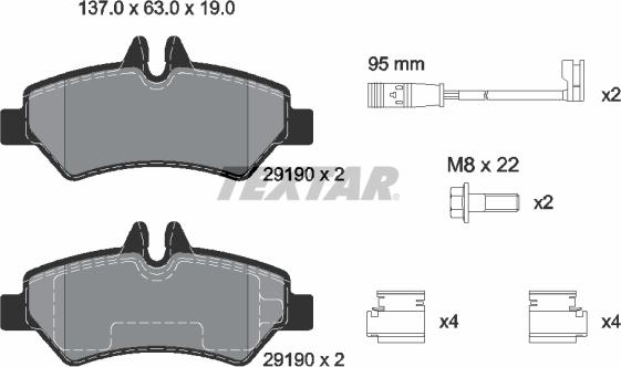 Textar 2919001 - Тормозные колодки, дисковые, комплект parts5.com