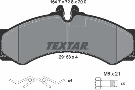 Textar 2915301 - Тормозные колодки, дисковые, комплект parts5.com