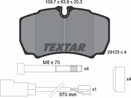 Textar 2912307 - Тормозные колодки, дисковые, комплект parts5.com