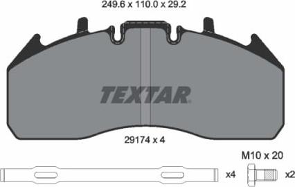 Textar 2917402 - Тормозные колодки, дисковые, комплект parts5.com