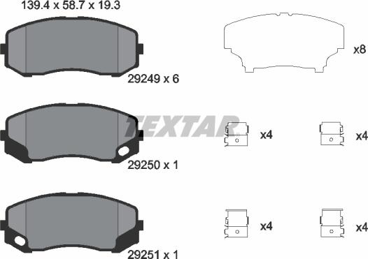 Textar 2924901 - Тормозные колодки, дисковые, комплект parts5.com