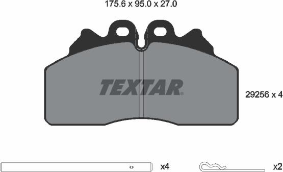 Textar 2925601 - Тормозные колодки, дисковые, комплект parts5.com