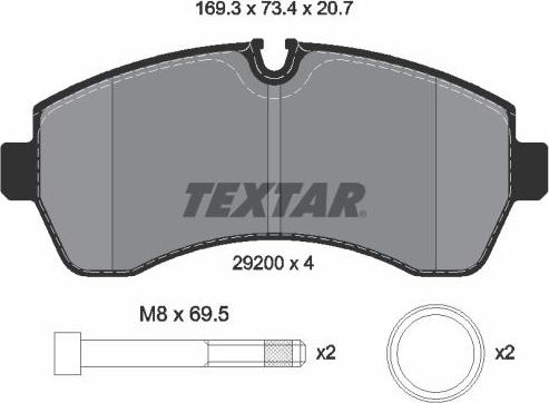 Textar 2920006 - Тормозные колодки, дисковые, комплект parts5.com