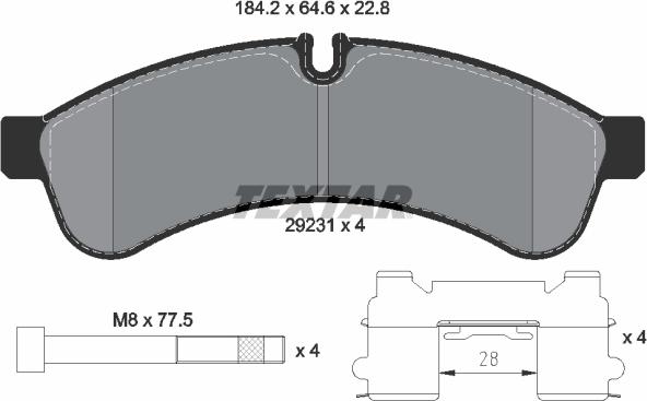 Textar 2923101 - Тормозные колодки, дисковые, комплект parts5.com