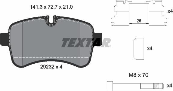 Textar 2923201 - Тормозные колодки, дисковые, комплект parts5.com