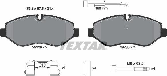 Textar 2922902 - Тормозные колодки, дисковые, комплект parts5.com