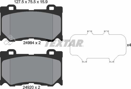 Textar 2499401 - Тормозные колодки, дисковые, комплект parts5.com