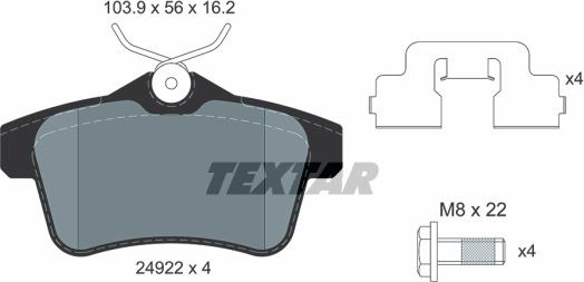 Textar 2492204 - Тормозные колодки, дисковые, комплект parts5.com