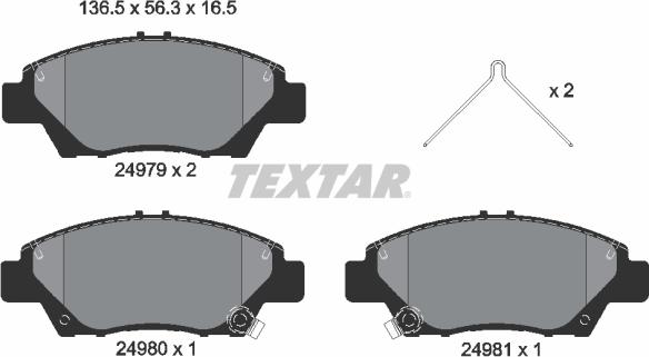 Textar 2497901 - Тормозные колодки, дисковые, комплект parts5.com