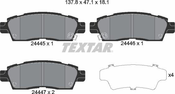 Textar 2444501 - Тормозные колодки, дисковые, комплект parts5.com