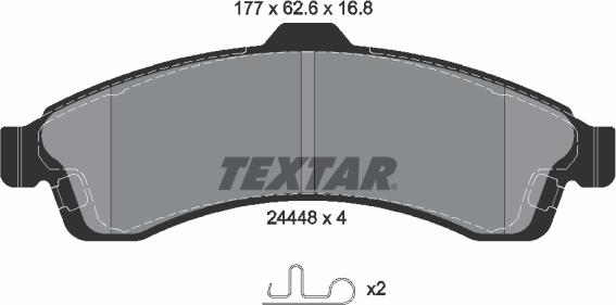 Textar 2444801 - Тормозные колодки, дисковые, комплект parts5.com