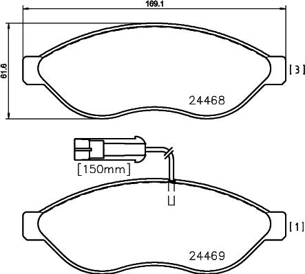 Textar 2446801 - Тормозные колодки, дисковые, комплект parts5.com