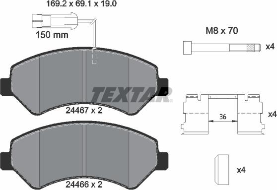 Textar 2446701 - Тормозные колодки, дисковые, комплект parts5.com