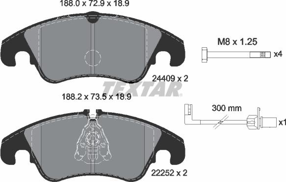 Textar 2440903 - Тормозные колодки, дисковые, комплект parts5.com