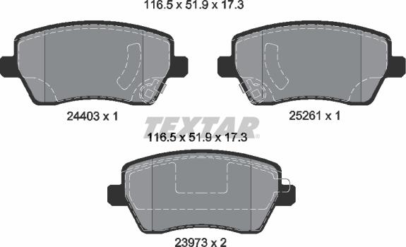 Textar 2440301 - Тормозные колодки, дисковые, комплект parts5.com