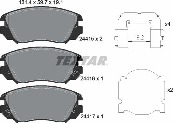 Textar 2441501 - Тормозные колодки, дисковые, комплект parts5.com