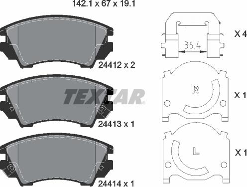 Textar 2441201 - Тормозные колодки, дисковые, комплект parts5.com