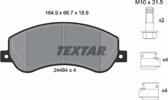 Textar 2448404 - Тормозные колодки, дисковые, комплект parts5.com