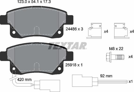 Textar 2448601 - Тормозные колодки, дисковые, комплект parts5.com