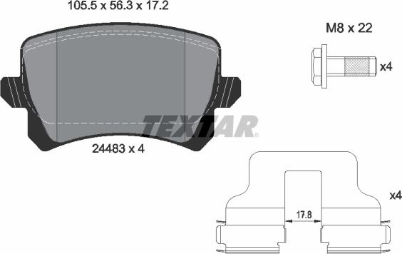 Textar 2448301 - Тормозные колодки, дисковые, комплект parts5.com