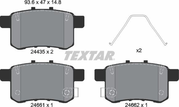 Textar 2443501 - Тормозные колодки, дисковые, комплект parts5.com