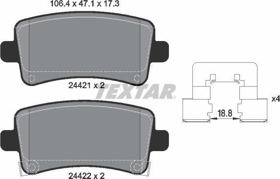 Textar 2442101 - Тормозные колодки, дисковые, комплект parts5.com